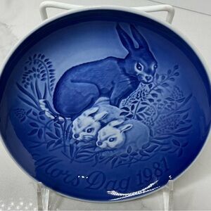 1981 Bing & Grondahl Plate Mothers Day Hare with Leverets Denmark Dish Plate
